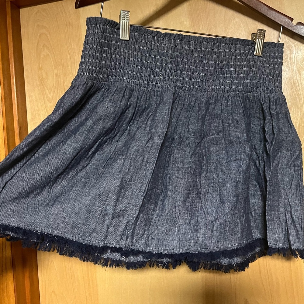 Aerie Navy Smocked Skirt - Picture 2 of 4